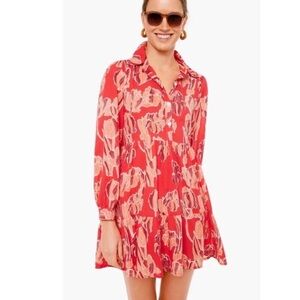 Tuckernuck Ro’s Garden Romy Red Floral Shirt Dress Sz Sm